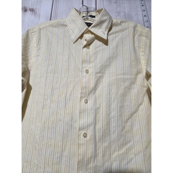 Express 1MX Shirt Mens Small Yellow Striped‎ Modern Fit Long Sleeve Button Up - Picture 2 of 8
